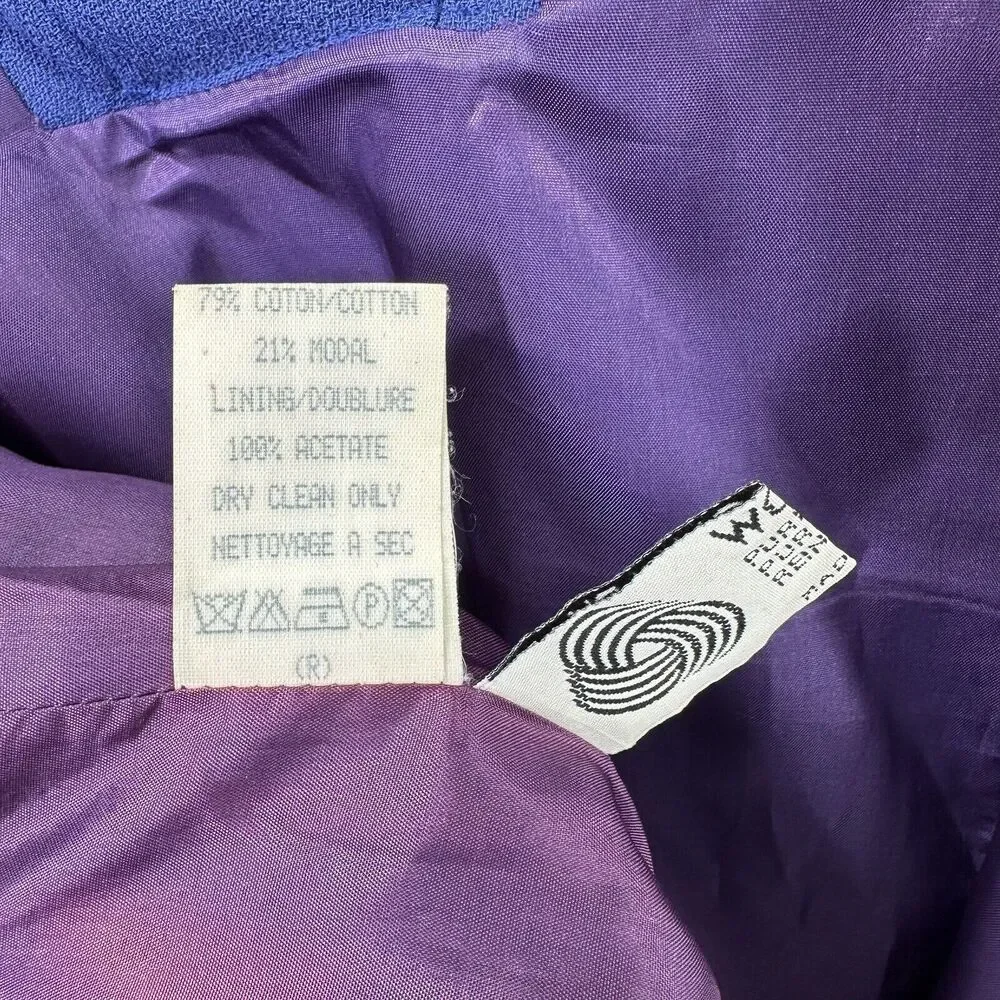 Vintage CELINE PARIS Wool Velvet Collar Cuffs Dress Purple Long Sleeves Sz 38 - Picture 16 of 16